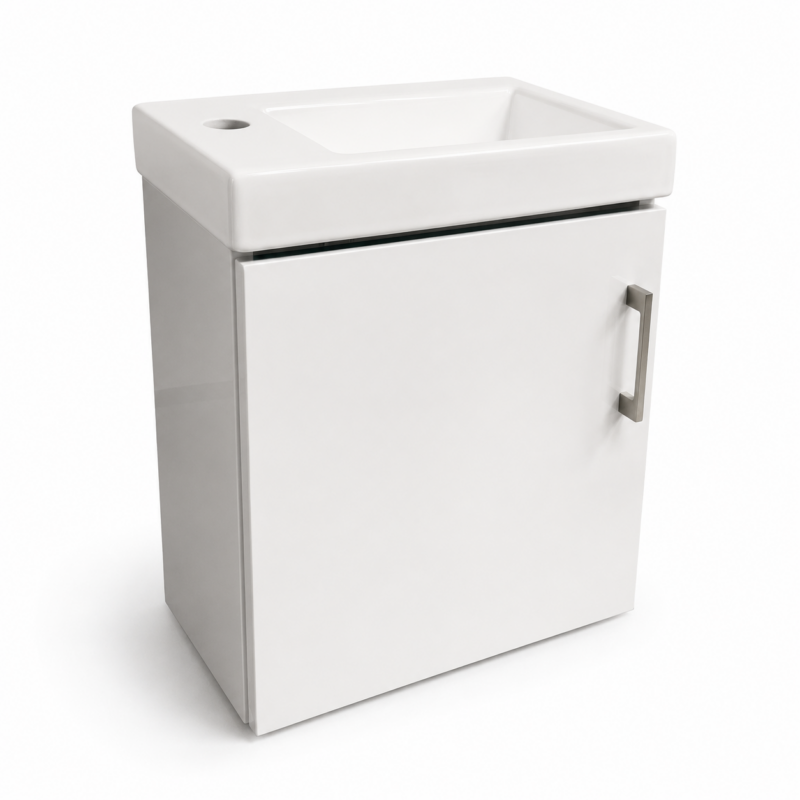 Guest Roxy White High Gloss Wall Hung Bathroom Vanity – 1 Door