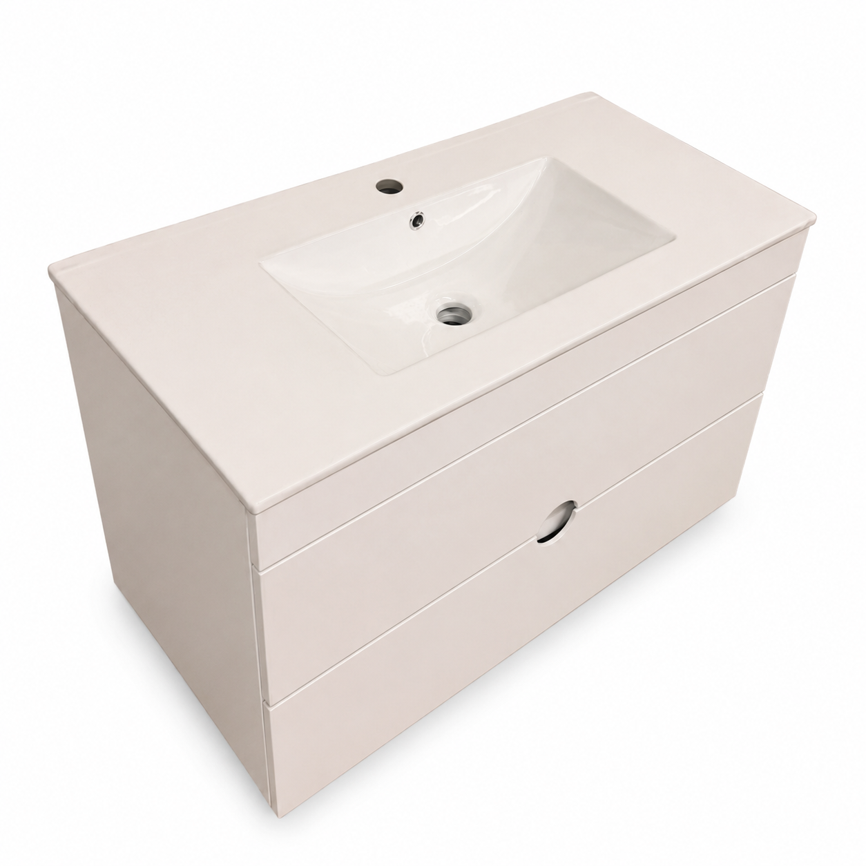 Penny 900 White High Gloss Wall Hung Bathroom Vanity - 2 Drawers - Image 2