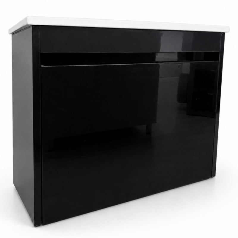 Penny 600 Black High Gloss Bathroom Vanity – 1 Drawer