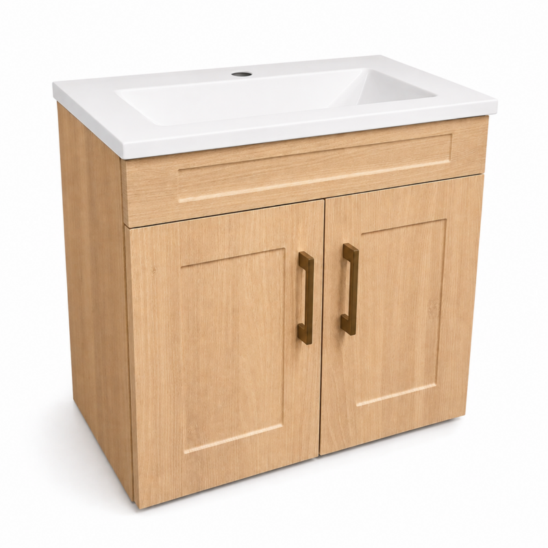 Cleo 550mm Acacia Wall Hung Bathroom Vanity – 2 Doors